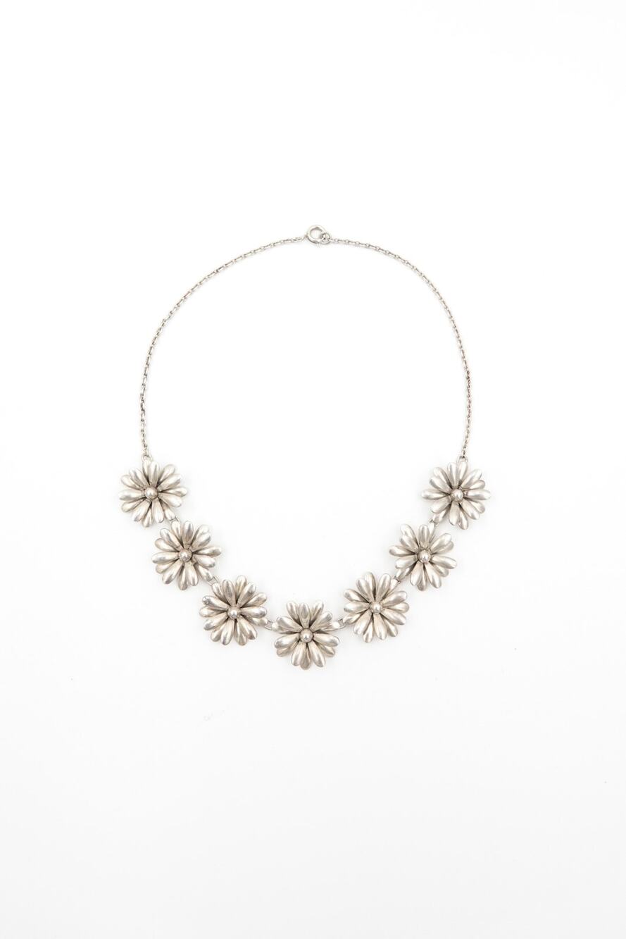 Mid-Century Danish Sterling Silver Daisy Necklace by SCF Denmark, 1950s – 60s